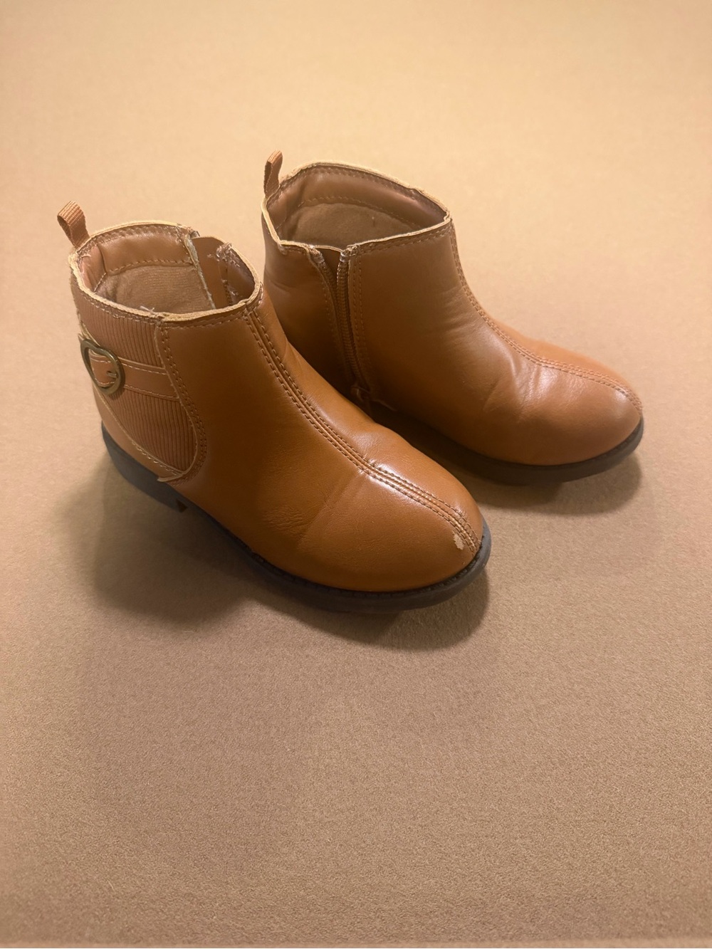 Carter's Tan Girls' Ankle Booties with Side Zip